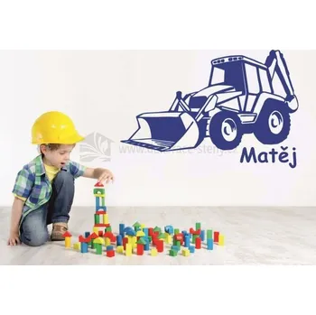 Samolepící dekorace Samolepky na stěny - Bagr se jménem - dekorace-steny.cz - 40 x 60 cm - 339