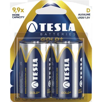 Článková baterie TESLA GOLD+ velký monočlánek typ D 2ks