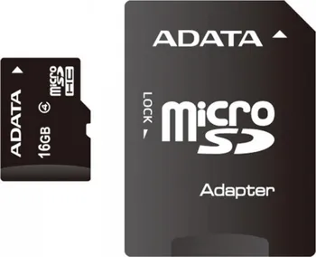 Paměťová karta Adata microSDHC 16 GB Class 4 + SD adaptér (AUSDH16GCL4-RA1)