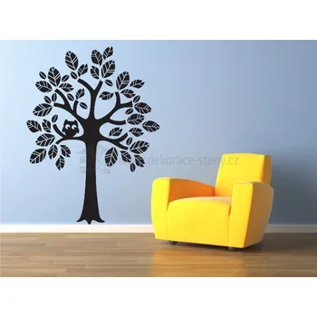 Samolepící dekorace Nálepka na zeď - Strom se sovou - dekorace-steny.cz - 120 x 160 cm - 663