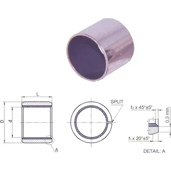 KU 6570 B10 pouzdro kluzné, samomazné, ocel-PTFE