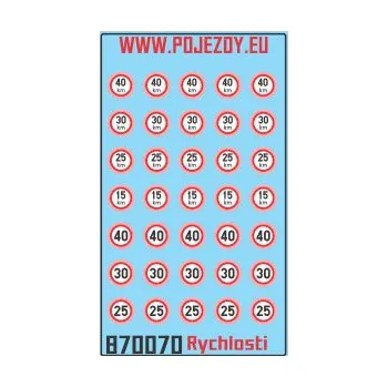 Modelová železnice Označení max. rychlosti H0 - obtisk