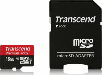Paměťová karta Transcend microSDHC 16 GB Class 10 UHS-I U1 + SD adaptér (TS16GUSDU1)