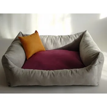 Pelíšek pro psa DELUXE Pelíšek pro psa - stříbrná / červená – malinová / oranžová