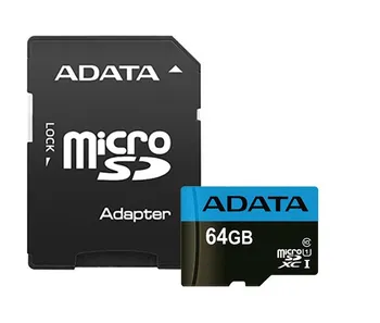 Paměťová karta ADATA Premier microSDXC 64 GB Class10 UHS-I U1 + SD adaptér (AUSDX64GUICL10-RA1)
