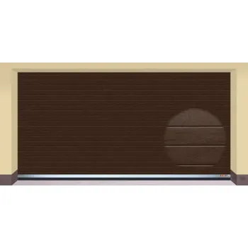 Garážová vrata AMPEL s.r.o. Sekční garážová vrata HNĚDÁ RAL 8014 L 405×205 cm s elektrickým pohonem - Montáž svépomocí