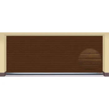 Garážová vrata AMPEL s.r.o. Sekční garážová vrata TMAVÝ DUB L 505×205 cm s elektrickým pohonem - Montáž do rodinného domu - 4 500 Kč