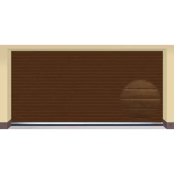 Garážová vrata AMPEL s.r.o. Sekční garážová vrata TMAVÝ DUB L 455×225 cm s elektrickým pohonem - Montáž do rodinného domu - 3 500 Kč