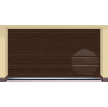 Garážová vrata AMPEL s.r.o. Sekční garážová vrata HNĚDÁ RAL 8014 L 405×225 cm s elektrickým pohonem - Montáž do rodinného domu - 3 500 Kč
