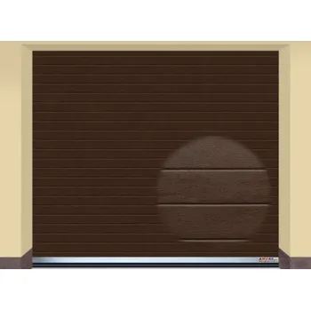 Garážová vrata AMPEL s.r.o. Sekční garážová vrata HNĚDÁ RAL 8014 L 255×225 cm s elektrickým pohonem - Montáž svépomocí