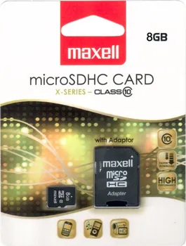 Paměťová karta Maxell microSDHC 8 GB Class 10 + SD adaptér (8008gcl10)