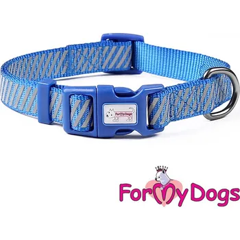 Obojek pro psa FOR MY DOGS Obojek BLUE REFLECTIVE STRIPES Modrý Velikost: S