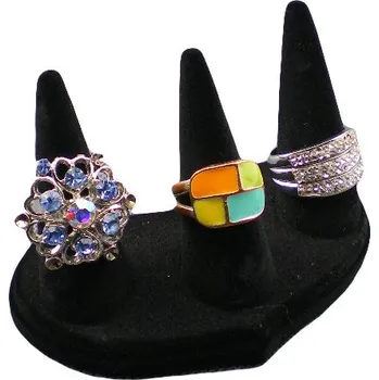 Šperkovnice Stojan, stojánek, dekolt aranžovací sametový černý prst 3x (PRST3)