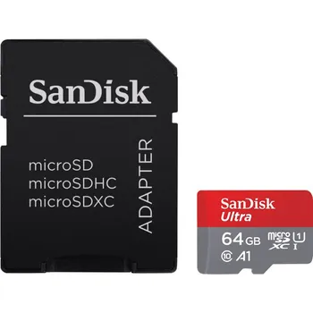 Paměťová karta SanDisk Ultra microSDXC 64 GB A1 Class 10 UHS-I U1 + SD adaptér (SDSDQUI-064G-U46)