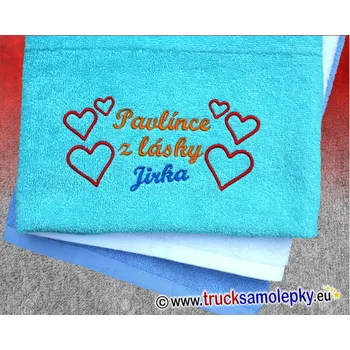 Ručník Ručník z lásky srdíčka s věnováním (Ručník z kvalitního froté 400 g/m2 o rozměrech 50 x 100 cm a výšivkou)