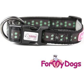Obojek pro psa FOR MY DOGS Obojek GREEN PAWS Černo-zelený Velikost: M