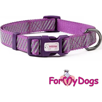 Obojek pro psa FOR MY DOGS Obojek PURPLE REFLECTIVE STRIPES Fialový Velikost: S