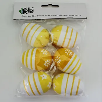 Zahradní dekorace Vajíčka závěs plast S/6 žluté (HEA-16S0893/6/Y)