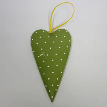 Zahradní dekorace Srdce závěs plech 4x7cm zelená (HIF-172847G)