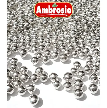 Jedlá dekorace na dort Cukrové kuličky I stříbrné, Ambrosio 50 g/dóza