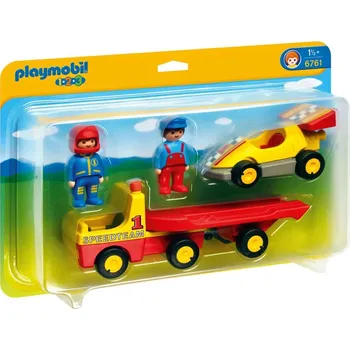 Stavebnice Playmobil Playmobil 1.2.3 6761 Závodní auto s přívěsem pro přepravu