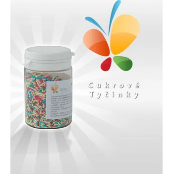 Jedlá dekorace na dort Cukrové tyčinky barevné, Ambrosio 50 g/dóza