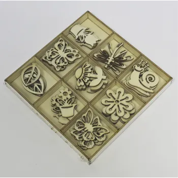 Zahradní dekorace Přízdoby kazeta dřevo 27ks/3cm natural (HDM-170170)