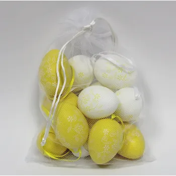 Zahradní dekorace Vajíčka závěs pvc 12ks/6cm bílá/žlutá (HHF-9044A/WY)