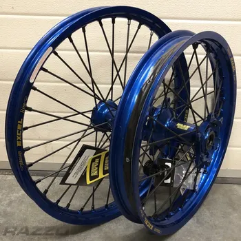 Silniční kolo MX sada kol HaanWheels Yamaha YZ450F - Excel Blue 21x1,6 + 19x2,15 / Blue Hub Black Spokes