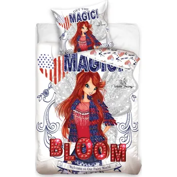 Povlečení Carbotex Winx Bloom bavlna 140 x 200, 70 x 80 cm zipový uzávěr
