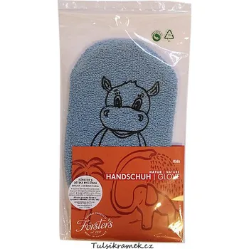 Förster´s dětská mycí rukavice, bavlna - velká - s obrázkem hrošíka, modrá