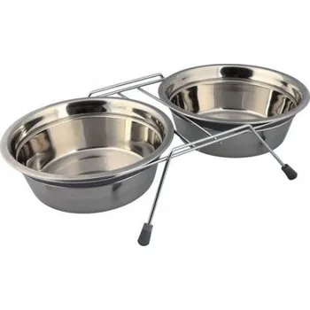 Miska pro psa Trixie Nerez stojánek + 2 misky se silikonovým kroužkem - doprodej 250ml