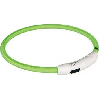Obojek pro psa Trixie Svítící kroužek USB na krk zelená - doprodej M-L
