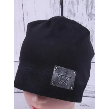 Čepice Čepice RDX 2998 černá jednoduchá s hvězdičkou velikost čepic: 54-56cm (7-14 let, RDX vel. 6)