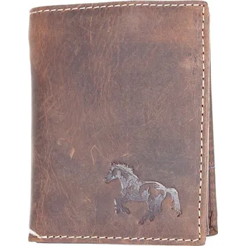Peněženka Pánská kožená peněženka Born to be Wild s koněm hnědá | KabelkyproVas