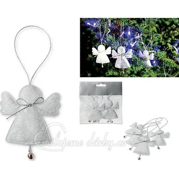 Vánoční dekorace Andílek - vánoční ozdoba z textilie, bílá