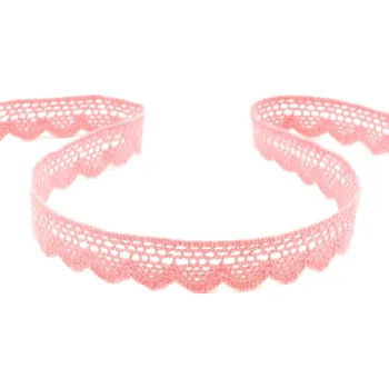 Stuha Krajka paličkovaná 15mm - růžová - 1m