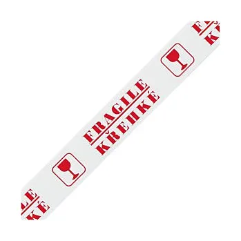 Lepicí páska Tichá výstražná lepicí PP páska FRAGILE - KŘEHKÉ, 50mm, návin 66m, tloušťka 48µm | RAJA - Balení po 6 ks