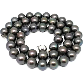 Náhrdelník Alo diamonds Perlový náhrdelník černé sladkovodní perly 45cm Černá