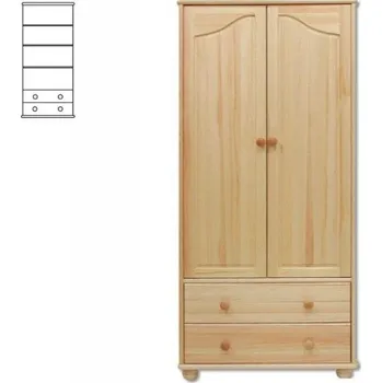 Šatní skříň Nabytek-dreveny.cz Dřevěná šatní skřín -2 zásuvky MASIV 114 z borovice Barevné provedení: Přírodní lakovaná