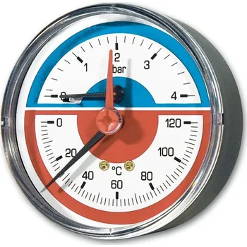 Ventil Ivar CS Termomanometr axiální IVAR, 0° C až 120° C, včetně zpětné klapky 1/4"Fx1/2"M