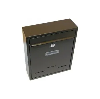 Poštovní schránka TOPTRADE schránka dopisní, kovová,hnědá, s dvířky, štítkem a čelním košem, 310 x 260 x 90 mm 502502