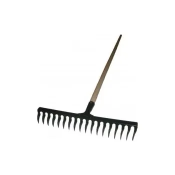 Hrábě TOPTRADE hrábě kovové, kolmý zub, s dřevěnou násadou, 12 zubů 105543