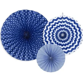 Party dekorace Partydeco Závěsné rozety tmavě modré 3 ks