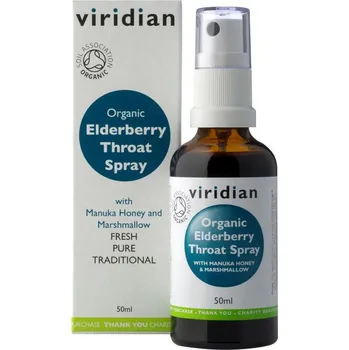 Přírodní produkt Viridian Organic Elderberry Throat Spray 50 ml