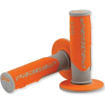 grip Dvouvrstvé motokrosové rukojeti - gripy Progrip 801 šedo/oranžové (Rukojeti na řidítka, ručky na moto)