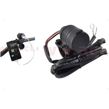 Elektrická zásuvka Dvojitá zásuvka USB VICMA 18649 s uchycením na řidítka motocyklu (o průměru 22 a 25mm)