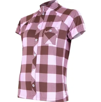 cyklistický dres Sensor Cyklo Square hnedý/růžový dámský dres s krátkým rukávem