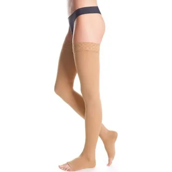 Dámské punčochy Stehenní punčochy kompresivní Micro III.K.T. krajka Délka: krátká, Špice: otevřená, Barva: tělová, Velikost: 2+
