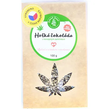 Čokoláda Zelená Země Hořká čokoláda s konopným semínkem - bez cukru 100 g